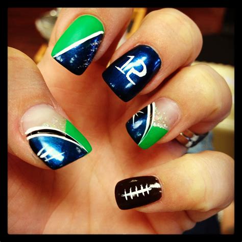 Lacy nails look extremely sultry, edgy and inviting. . Seahawk nail designs